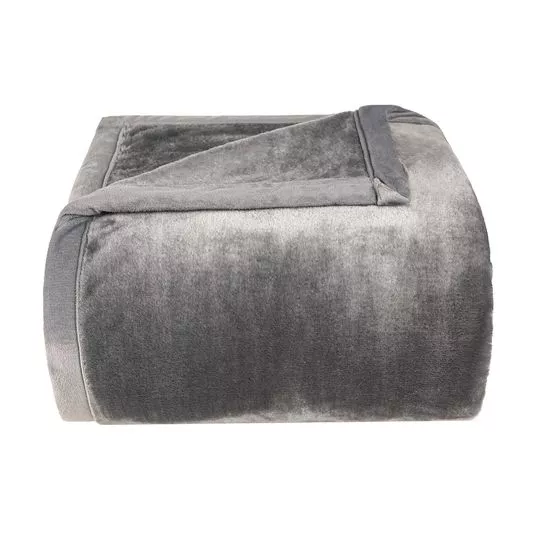 Cobertor Toque De Luxo Solteiro- Cinza Escuro- 150x240cm- Europa