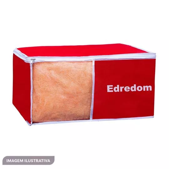 Organizador De Edredons Premium- Vermelho & Branco- 31x61x46cm- Vb Home
