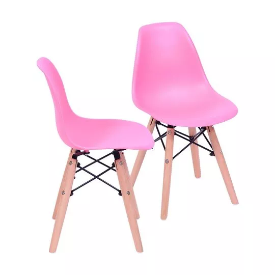 Jogo De Cadeiras Eames Infantil- Rosa & Bege Claro- 2Pçs- Or Design