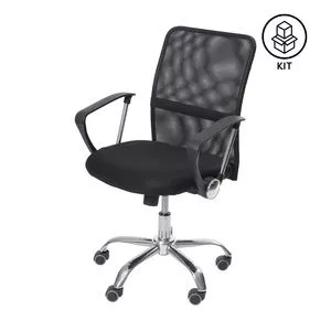 Jogo De Cadeiras Office Smart<BR>- Preto & Prateado<BR>- 2Pçs<BR>- Or Design