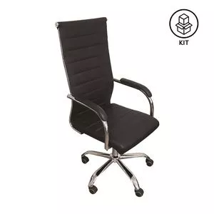 Jogo De Cadeiras Corino Alta<BR>- Preto & Prateado<BR>- 2Pçs<BR>- Or Design
