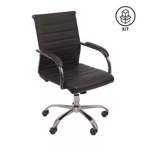 Jogo De Cadeiras Corino Baixa<BR>- Preto & Prateado<BR>- 2Pçs<BR>- Or Design