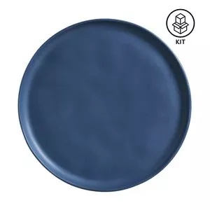 Jogo De Pratos Rasos Bio Stoneware<BR>- Azul Marinho<BR>- 6Pçs<BR>- Porto Brasil