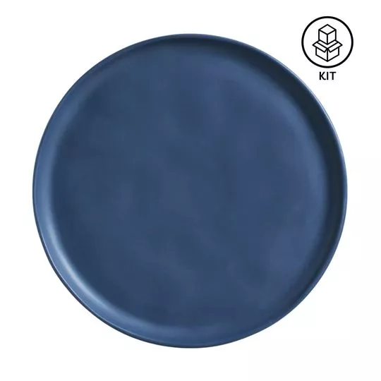 Jogo De Pratos Rasos Bio Stoneware- Azul Marinho- 6Pçs- Porto Brasil