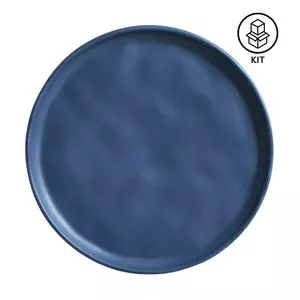 Jogo De Pratos Para Sobremesa Bio Stoneware<BR>- Azul Marinho<BR>- 6Pçs<BR>- Porto Brasil