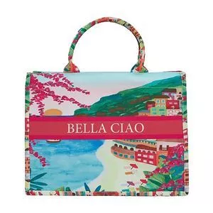 Bolsa De Mão Bella Ciao<BR>- Azul Claro & Pink<BR>- 41x31x16cm<BR>- Qualis