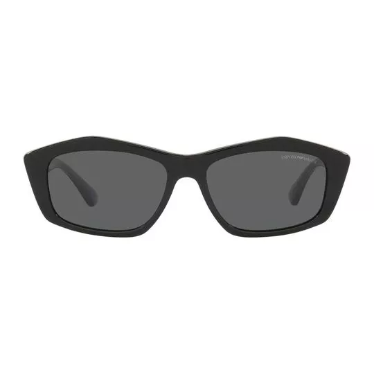 Óculos De Sol Retangular- Preto & Cinza- Emporio-Armani