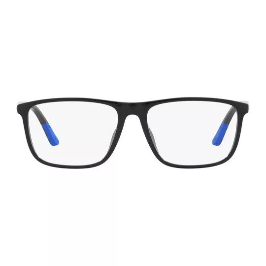 Armação Retangular Para Óculos De Grau- Preta & Azul Escuro- Polo-Ralph-Lauren