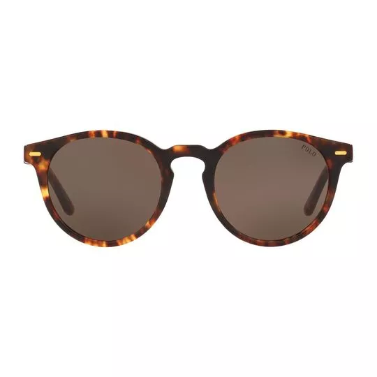 Óculos De Sol Arredondado- Marrom Escuro & Amarelo- Polo-Ralph-Lauren