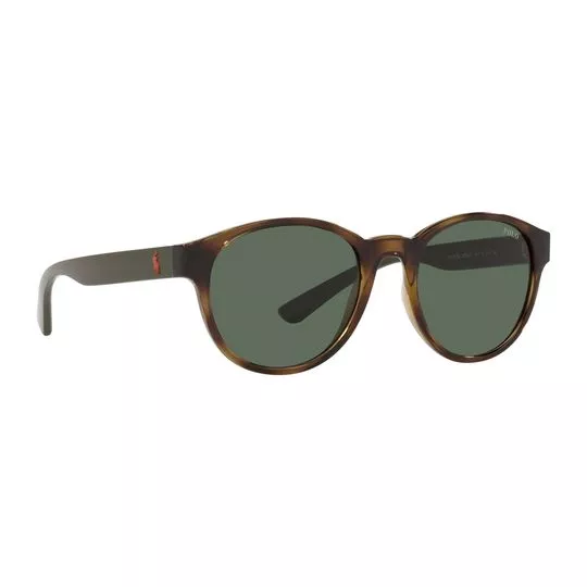 Óculos De Sol Arredondado- Marrom Escuro & Verde