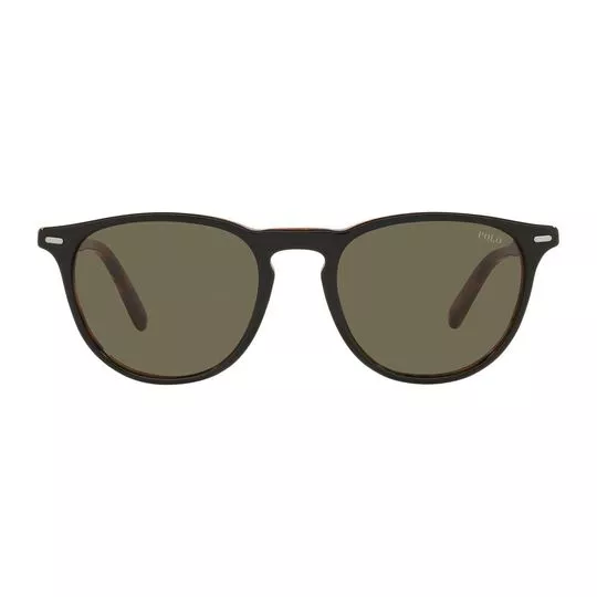 Óculos De Sol Arredondado- Verde Militar & Marrom Escuro- Polo-Ralph-Lauren