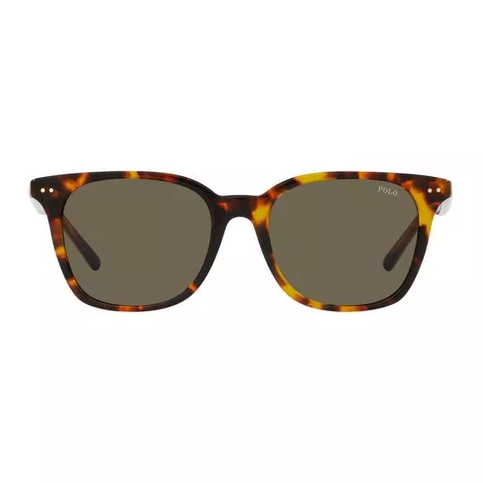 Óculos De Sol Quadrado- Marrom Escuro & Amarelo- Polo-Ralph-Lauren