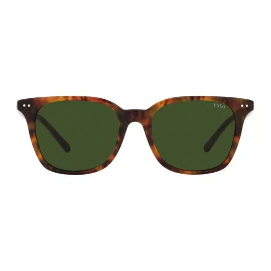 Óculos De Sol Quadrado- Verde Militar & Marrom Escuro- Polo-Ralph-Lauren