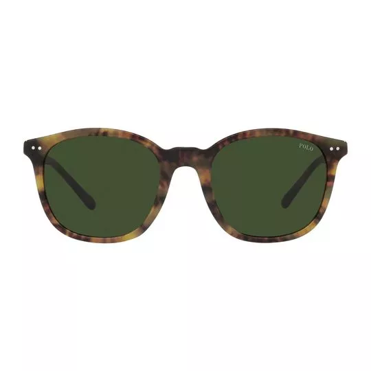 Óculos De Sol Retangular- Verde Militar & Marrom- Polo-Ralph-Lauren
