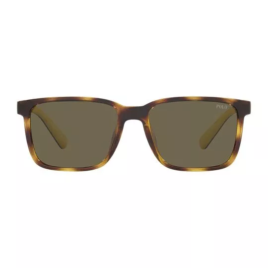 Óculos De Sol Retangular- Marrom & Amarelo Escuro- Polo-Ralph-Lauren