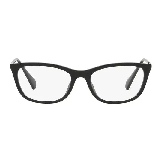 Armação Retangular Para Óculos De Grau- Preta & Prateada- Ralph