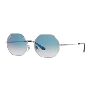 Óculos De Sol Octagonal<BR>- Prateado & Azul
