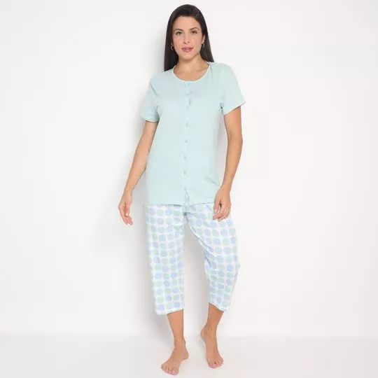 Pijama Poá- Verde Claro & Azul Claro- Bela Notte