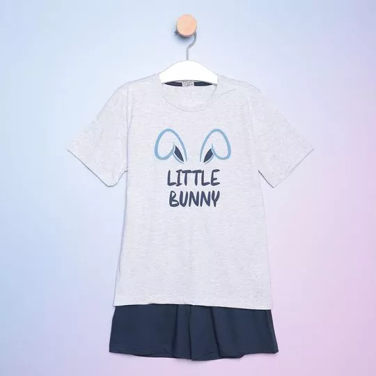 Pijama Little Bunny- Cinza Claro & Azul Marinho- Bela Notte