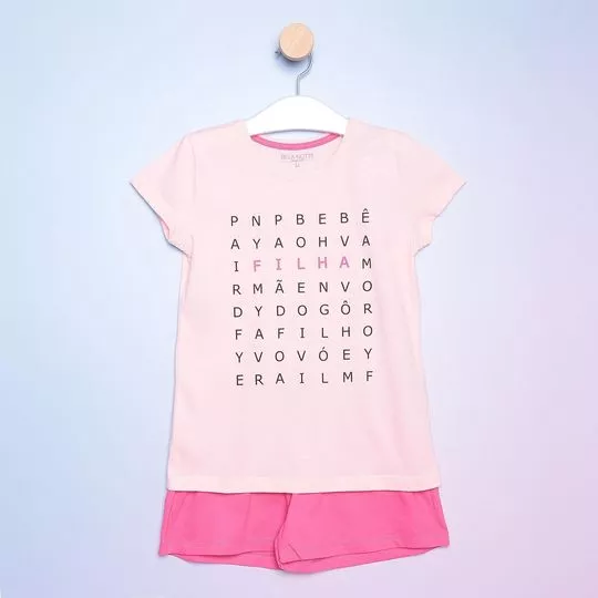 Pijama Palavras- Rosa Claro & Pink- Bela Notte