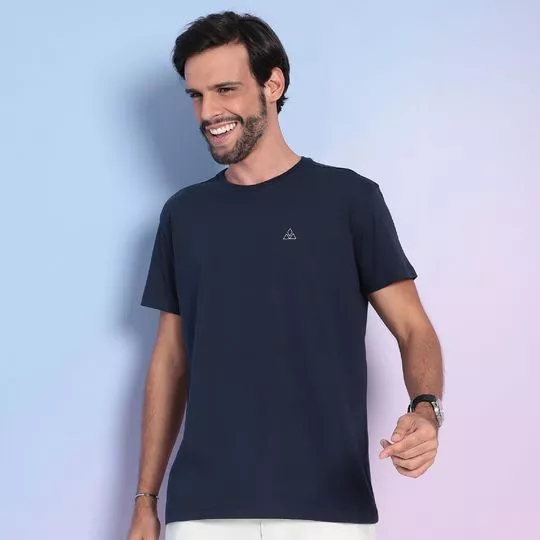 Camiseta Com Logo- Azul Marinho & Off White