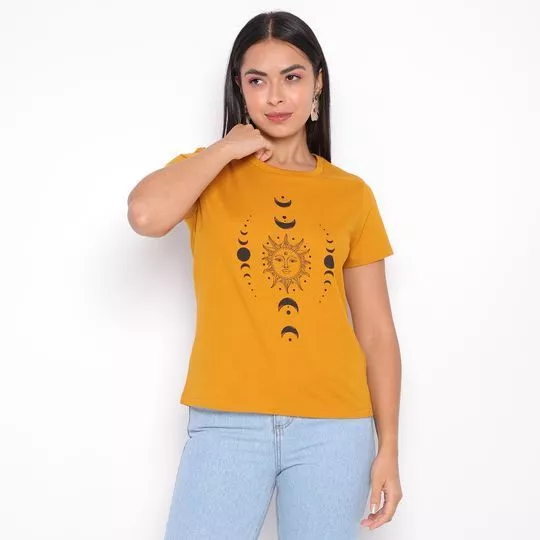 Camiseta Sol- Amarela & Preta