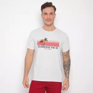 Camiseta Everyday Vacal<BR>- Branca & Vermelha<BR>- Hering