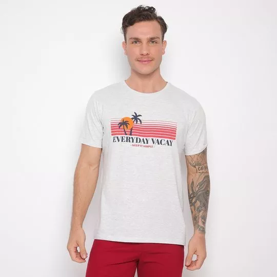 Camiseta Everyday Vacal- Branca & Vermelha- Hering