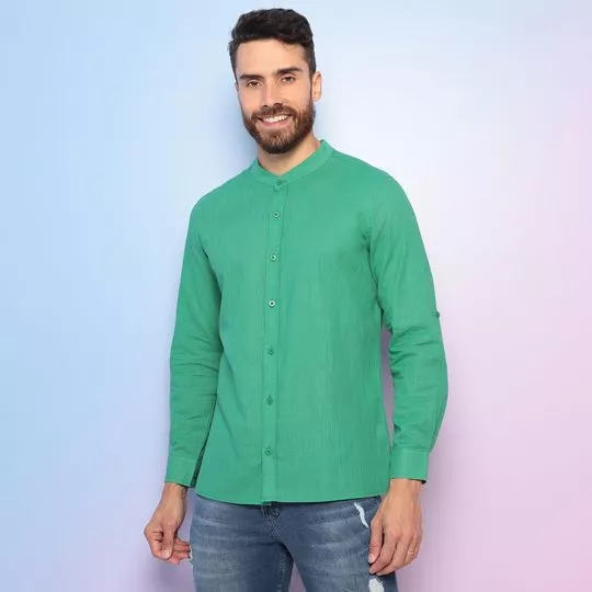 Camisa Com Recortes- Verde- Enfim