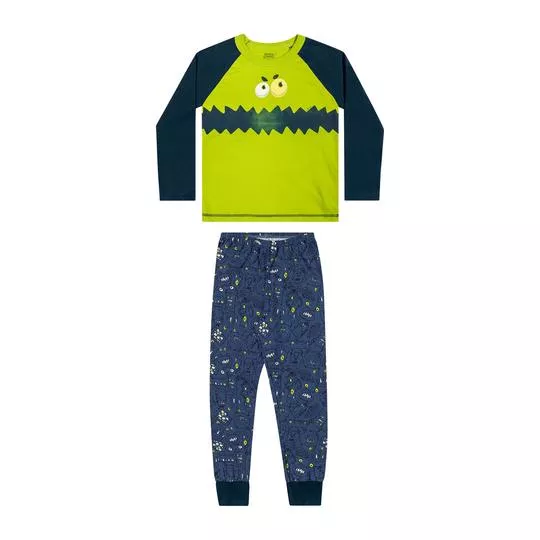 Pijama Monstrinhos- Verde Limão & Azul