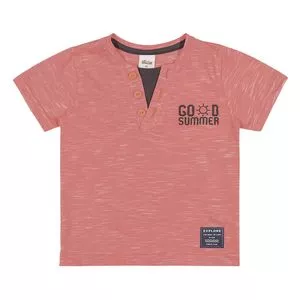 Camiseta Em Flamê<BR>- Coral & Preta