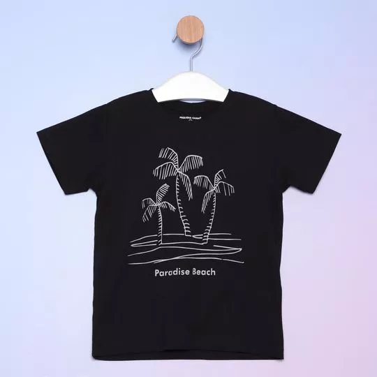 Camiseta Coqueiros- Preta & Branca- Pequena Mania