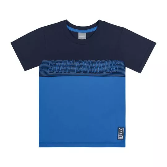 Camiseta Stay Curious- Azul Marinho & Azul- Quimby