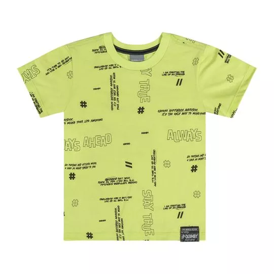Camiseta Com Inscrições- Verde Limão & Preta- Quimby