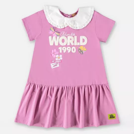 Vestido World- Rosa & Branco- Up Baby