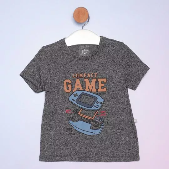 Camiseta Gamer- Cinza & Azul