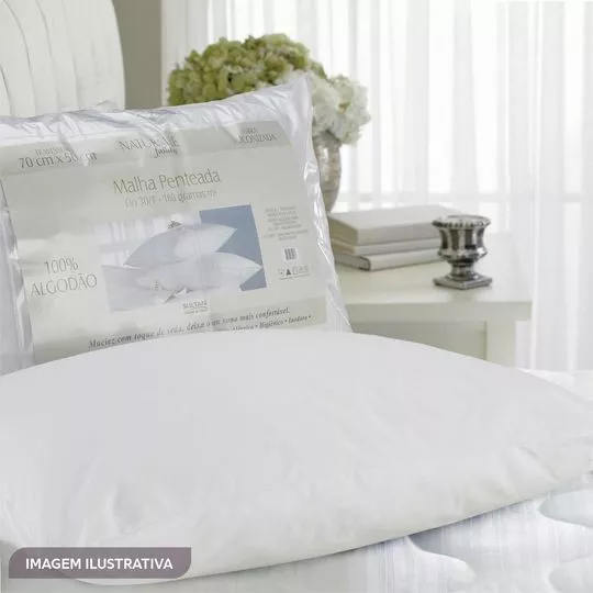 Travesseiro Em Malha Penteada- Branco- 70x50cm- Naturalle Fashion