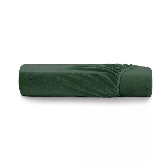 Lençol Com Elástico Plush Solteiro- Verde Escuro- 28x88x188cm