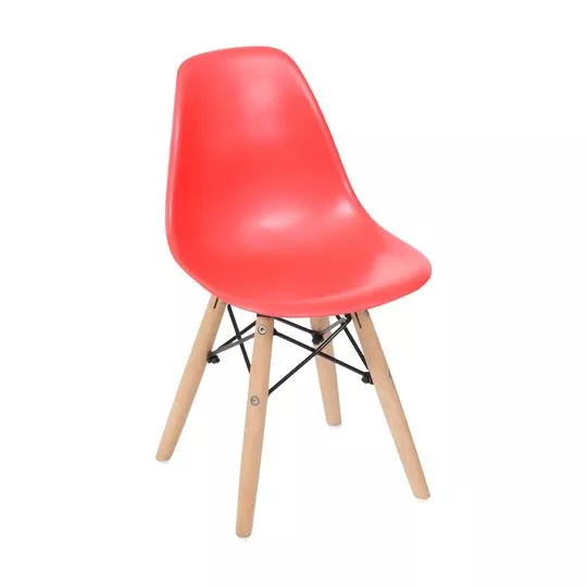 Cadeira Eames Kids- Vermelha & Bege- 56,5x31x28,5cm- Or Design
