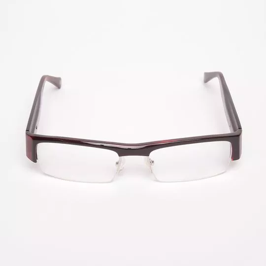 Armação Retangular Para Óculos De Grau- Bordô