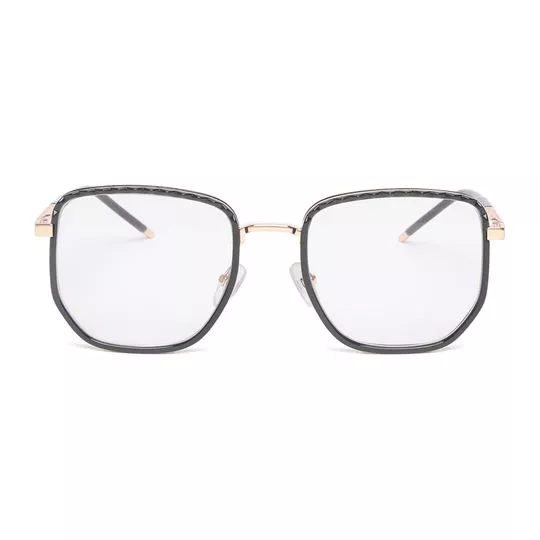 Armação Quadrada Para Óculos De Grau- Preta & Dourada- 5,4x14,3x2cm