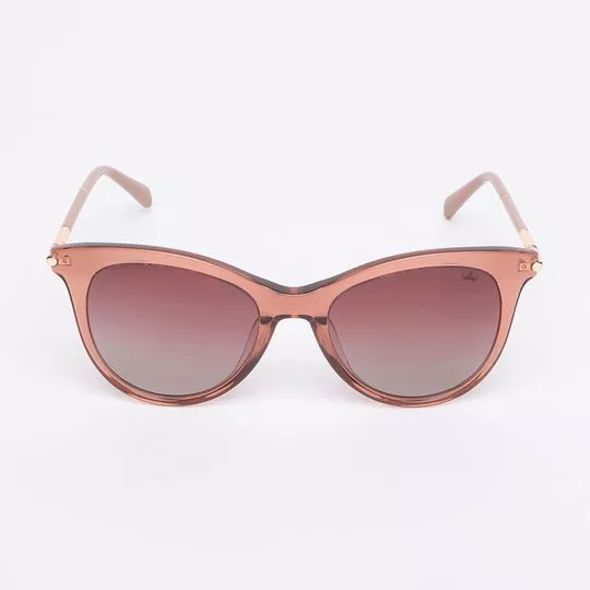 Óculos De Sol Gatinho- Marrom Claro & Dourado