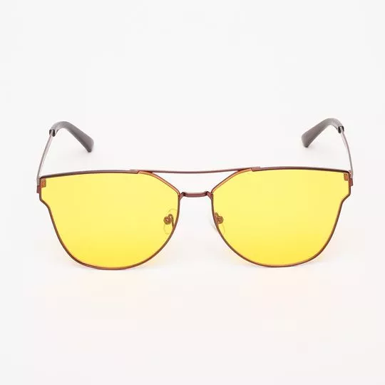 Óculos De Sol Aviador- Amarelo & Marrom