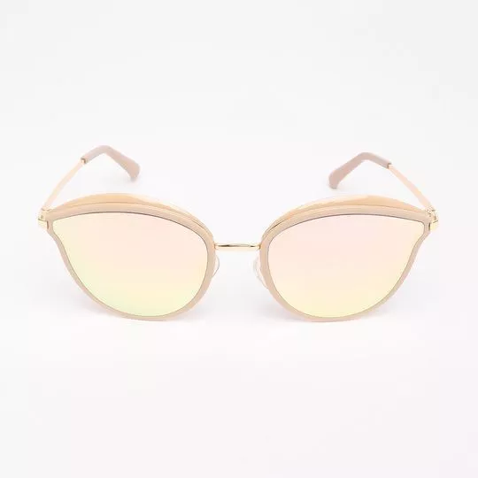 Óculos De Sol Arredondado- Bege & Verde Claro