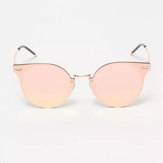 Óculos De Sol Arredondado- Dourado