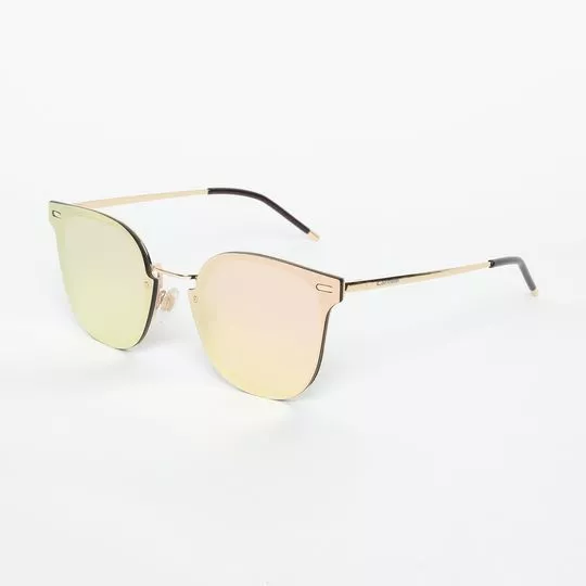 Óculos De Sol Arredondado- Dourado & Preto
