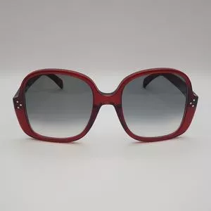 Óculos De Sol Arredondado<BR>- Vermelho Escuro & Preto<BR>- Celine