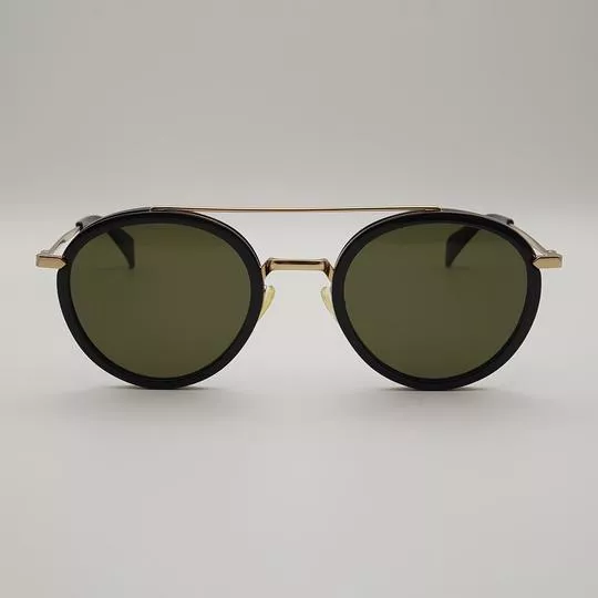 Óculos De Sol Redondo- Preto & Dourado- Celine