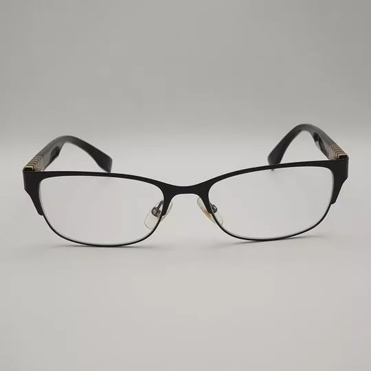 Armação Retangular Para Óculos De Grau- Preto & Dourado- Fendi