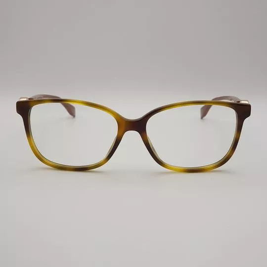 Armação Retangular Para Óculos De Grau- Marrom & Amarelo- Fendi
